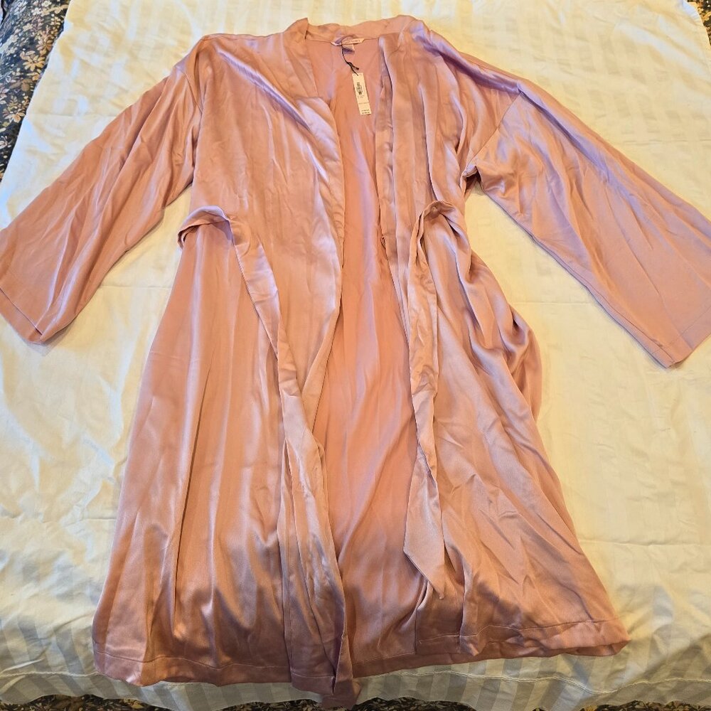 Victoria's Secret XL/XXL Satin Midi Robe Dusk Mauve